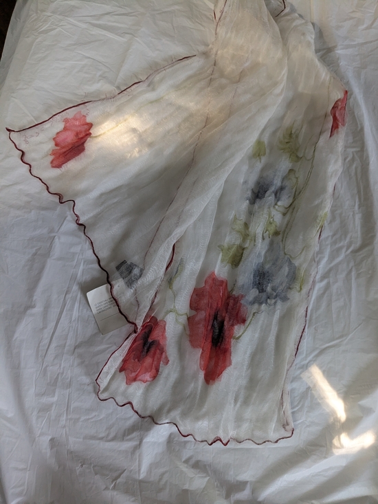 Accessories - Ostinelli Sheer White Floral Scarf